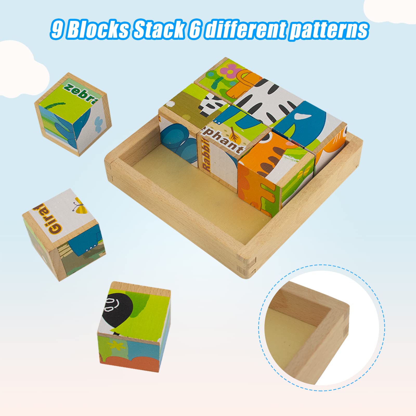 Sześciostronne Drewniane Puzzle 3D Zwierzęta dla Dzieci 4-6 lat - obrazek 4