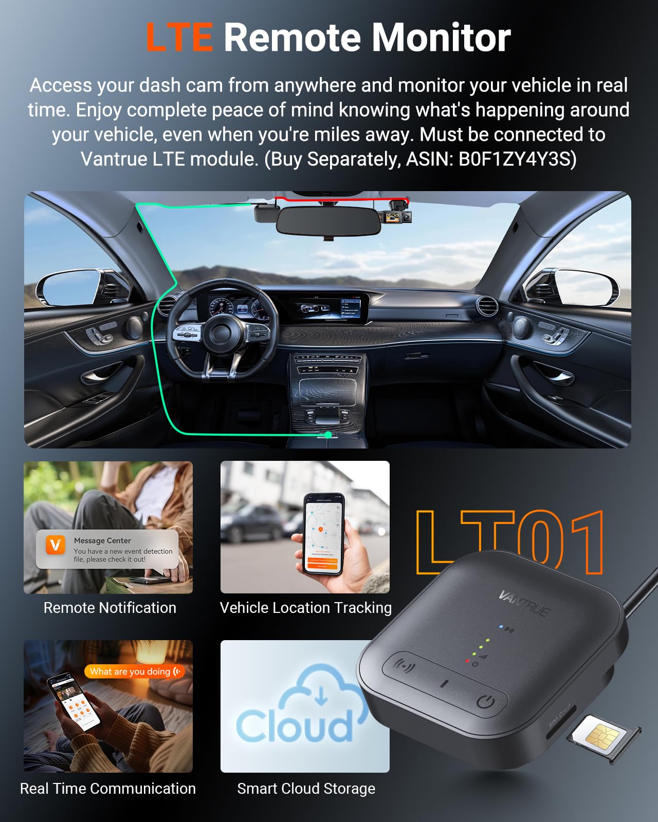 VANTRUE N4S 3-kanałowa kamera samochodowa 1944p z GPS, WiFi i noktowizorem - obrazek 3