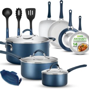 NutriChef, Zestaw garnków i patelni do układania w stos, ceramiczna, n