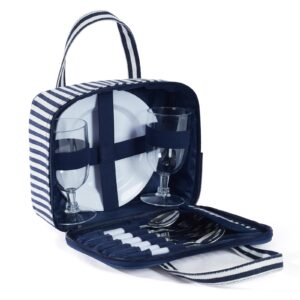 Zestaw piknikowy dla 2 osób – torba, talerze, sztućce, kubki na kemping
