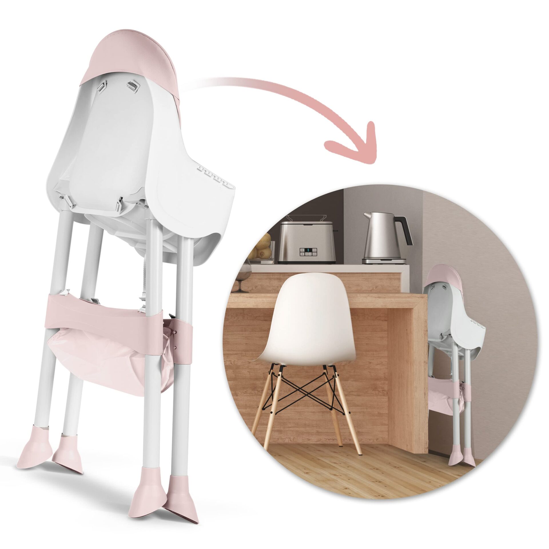 Ricokids Krzesełko do karmienia Milo dla dzieci składane tacka - obrazek 8