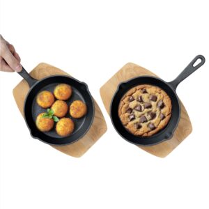 Navaris 2 x mini patelnia żeliwna - Ø 15 cm - patelnia z drewnianą pod