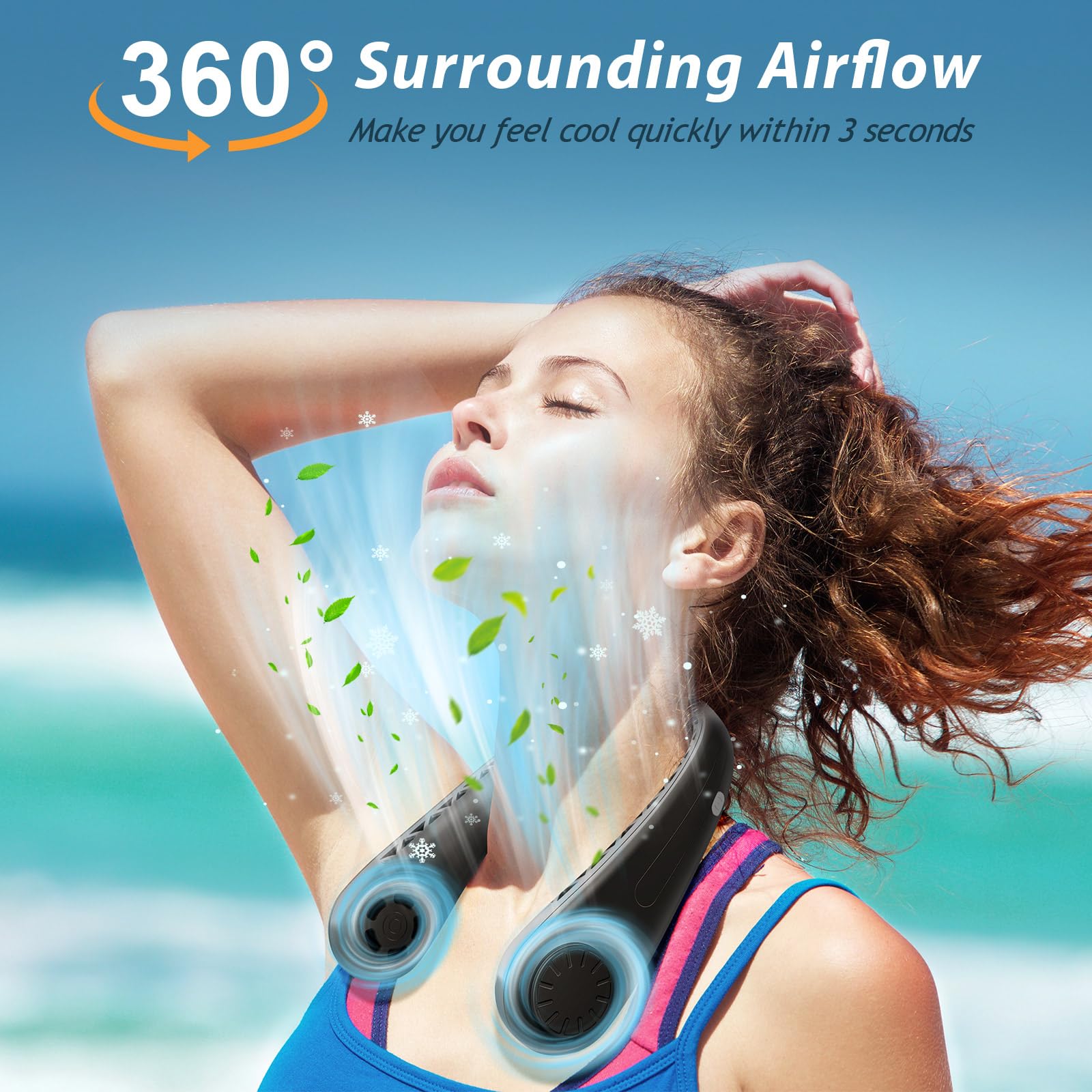 Przenośny wentylator na szyję, bezłopatkowy wentylator chłodzący, osob - obrazek 6
