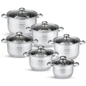 EliteHoff 12-Częściowy Zestaw Garnków Indukcyjnych ze Stali Nierdzewnej