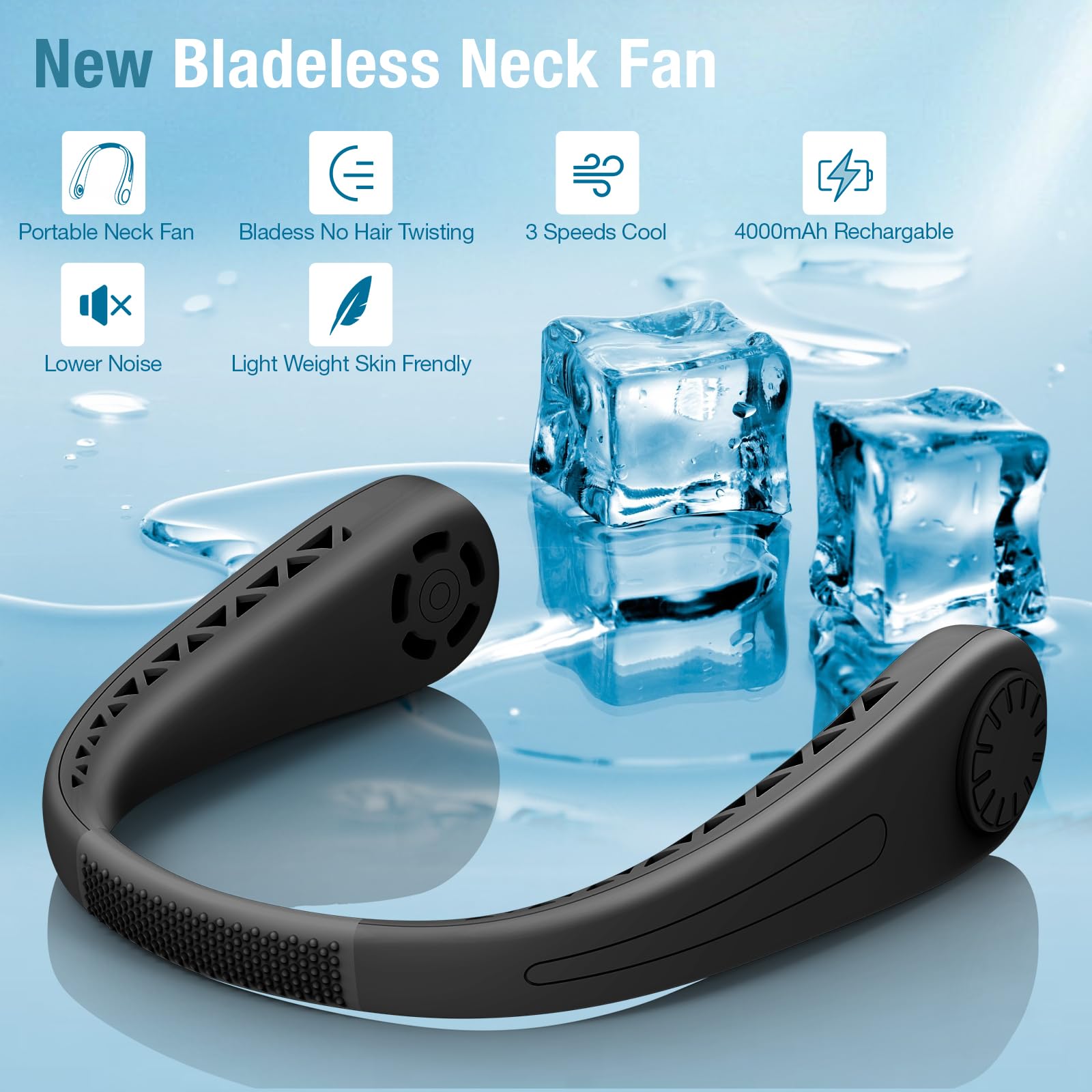 Przenośny wentylator na szyję, bezłopatkowy wentylator chłodzący, osob - obrazek 4