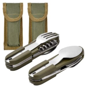 2 szt. Składany zestaw sztućców kempingowych, 8 w 1 Składane sztućce k
