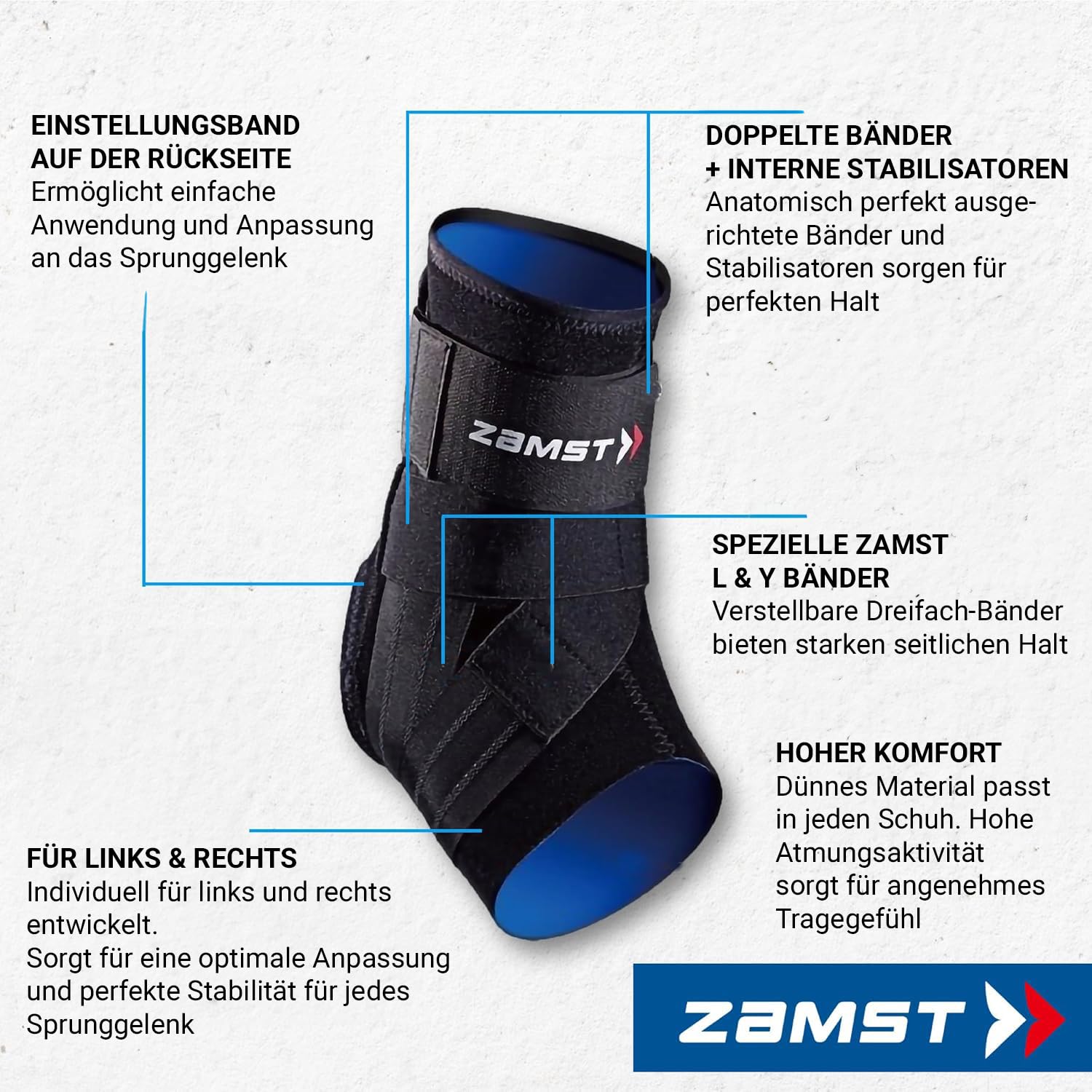 Zamst Kotwica Sportowa A1 L – Oddychająca Podpórka na Skręcenia Bocznego - obrazek 2