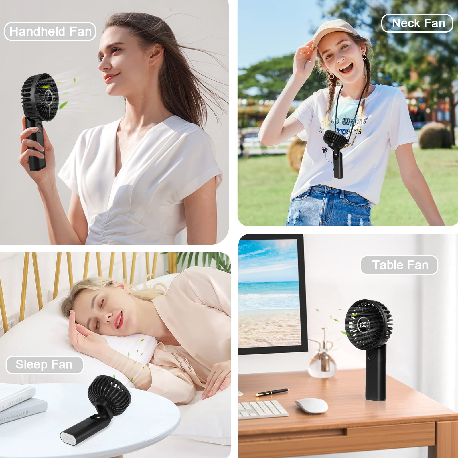 Przenośny mini wentylator USB 3600 mAh z 6 prędkościami - cichy, ręczny - obrazek 2