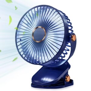 Mini wentylator LEKEFETO z klipsem, akumulator 2400 mAh, 5 prędkości, LED, 720° obrót