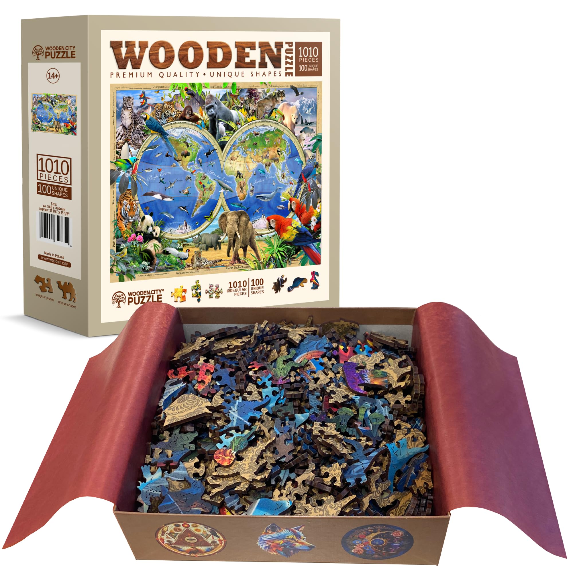 Drewniane Puzzle 1000 elementów - Zwierzęta Królestwa Robinsona - obrazek 8