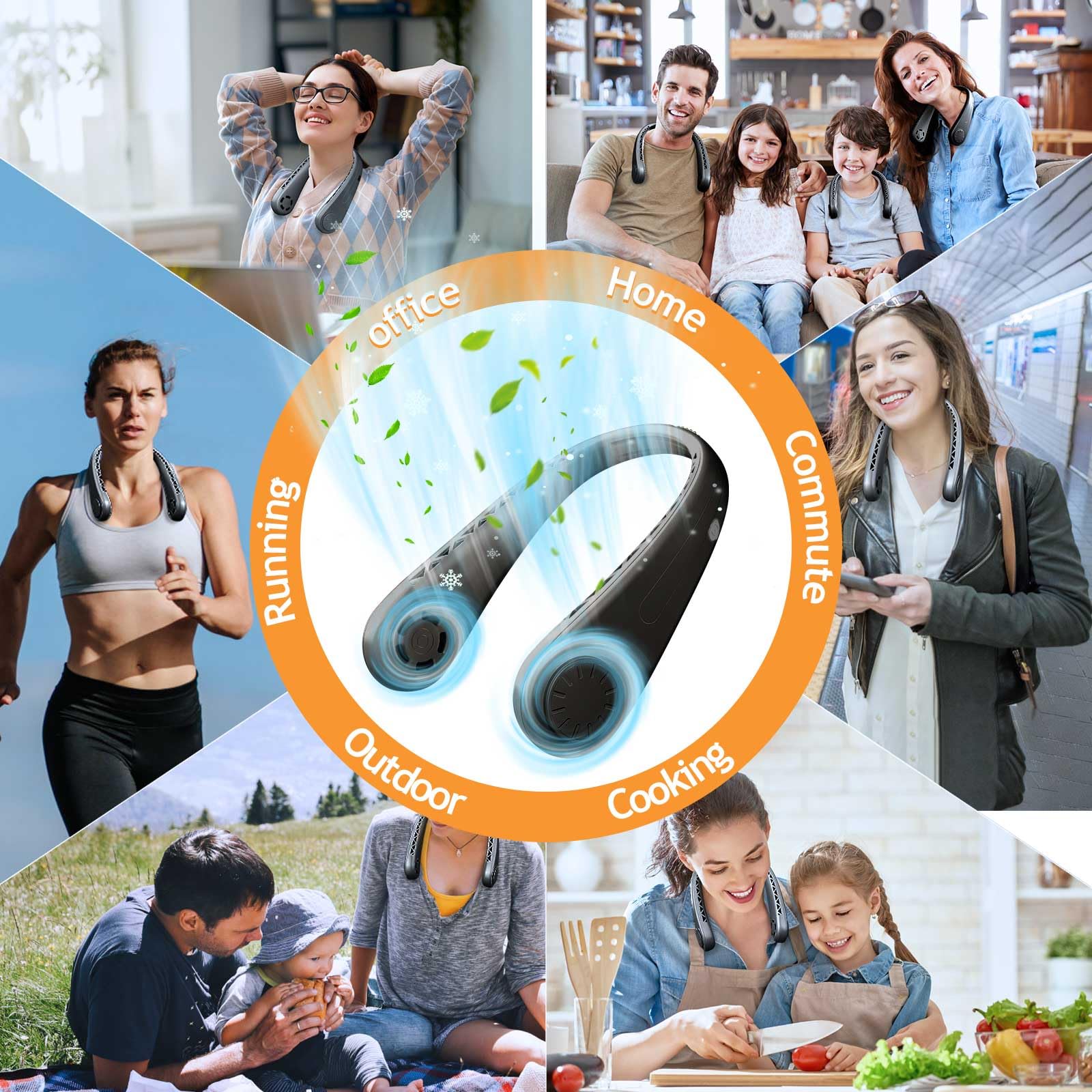 Przenośny wentylator na szyję, bezłopatkowy wentylator chłodzący, osob - obrazek 5