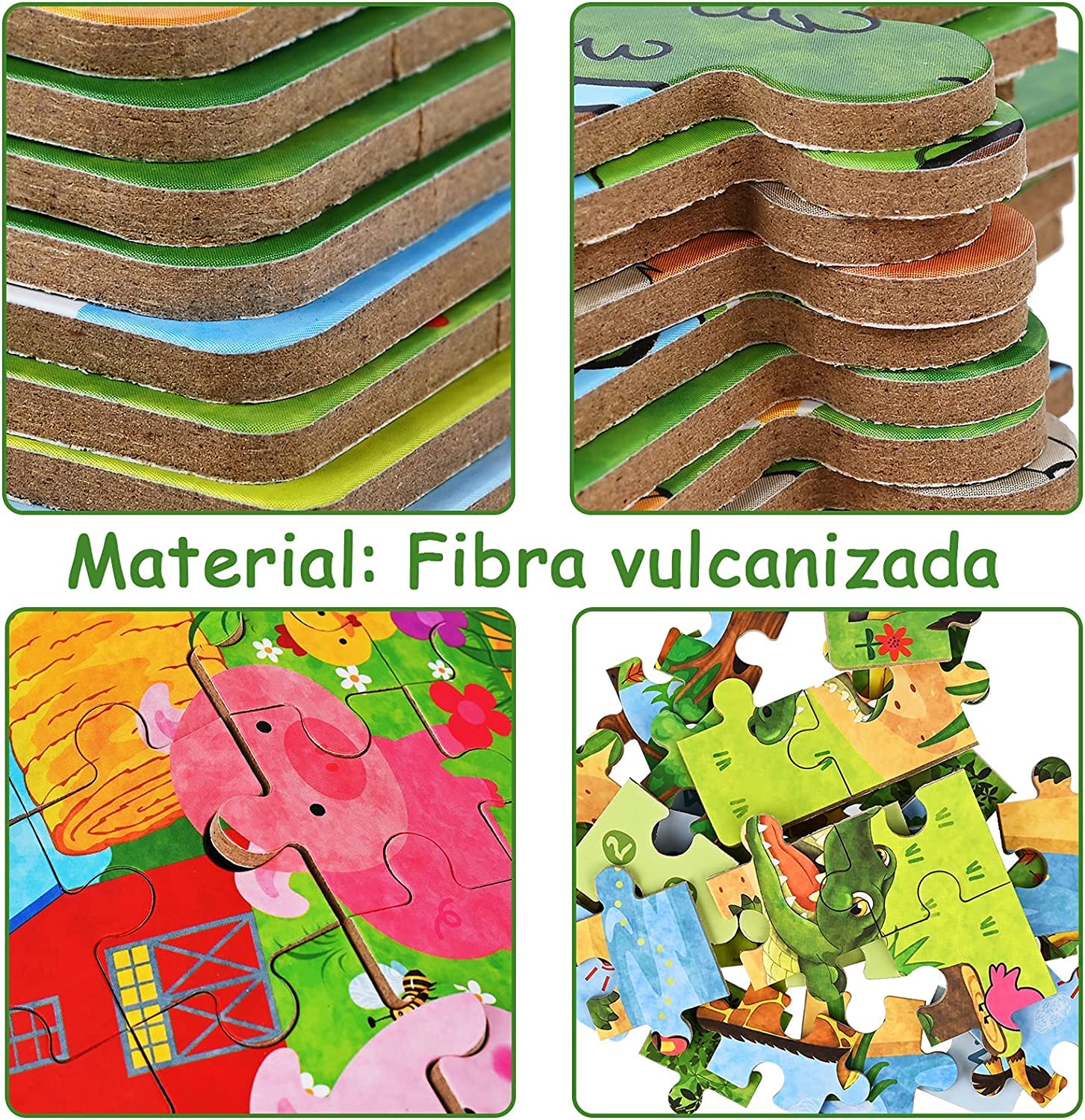 Drewniane Puzzle Fabu 8szt – Edukacyjne Klocki Zwierząt dla Dzieci 3-5 lat - obrazek 4