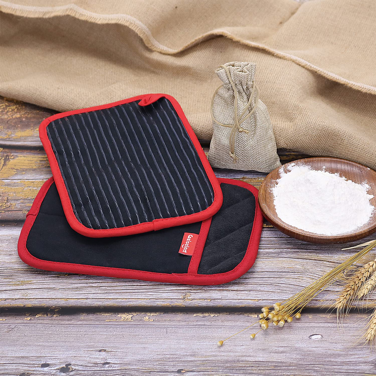 Zestawy łapek do garnków, żaroodporne łapki z kieszeniami antypoślizgo - obrazek 5