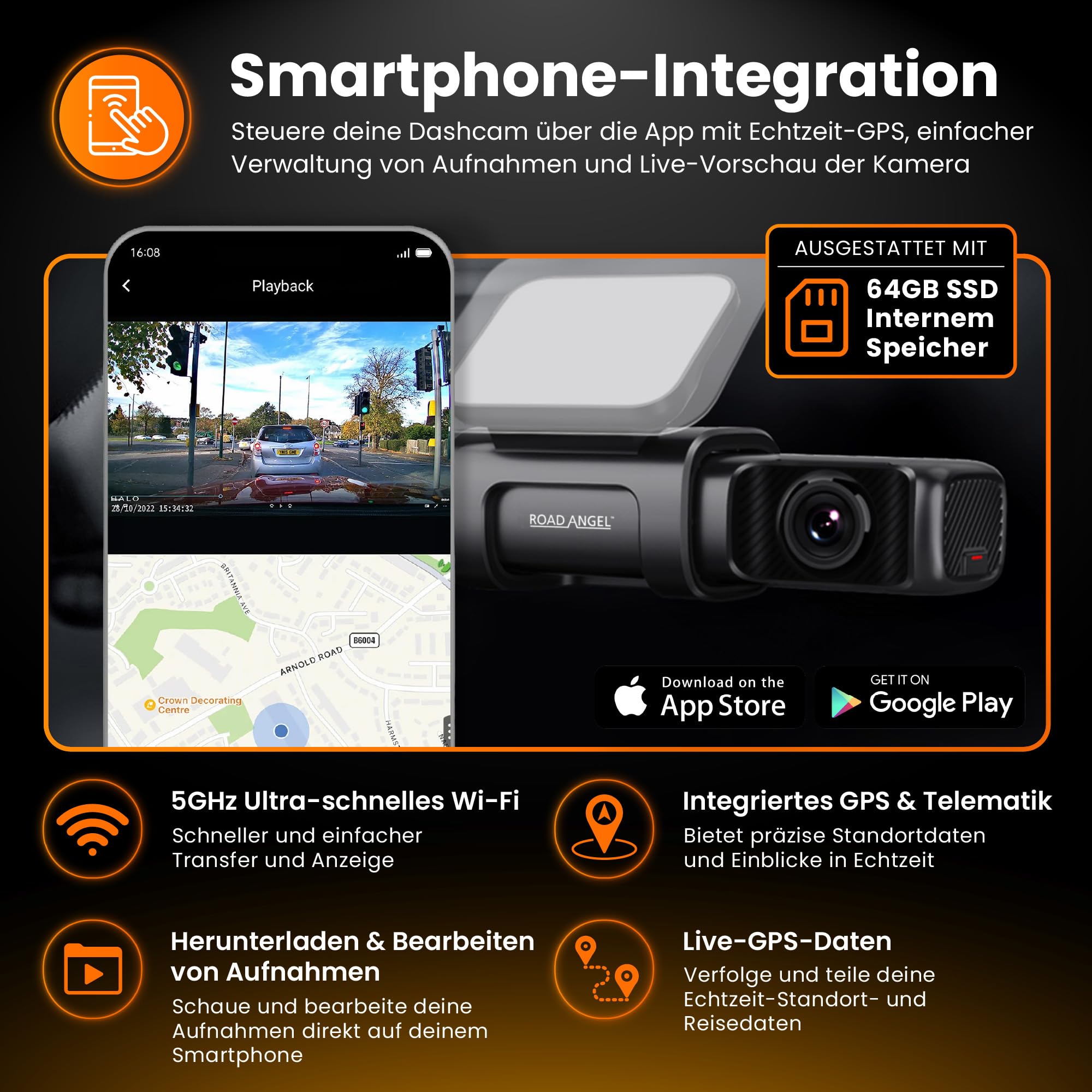 Kamera samochodowa Road Angel Halo Ultra 4K UHD z GPS i Wi-Fi 2022 - obrazek 6