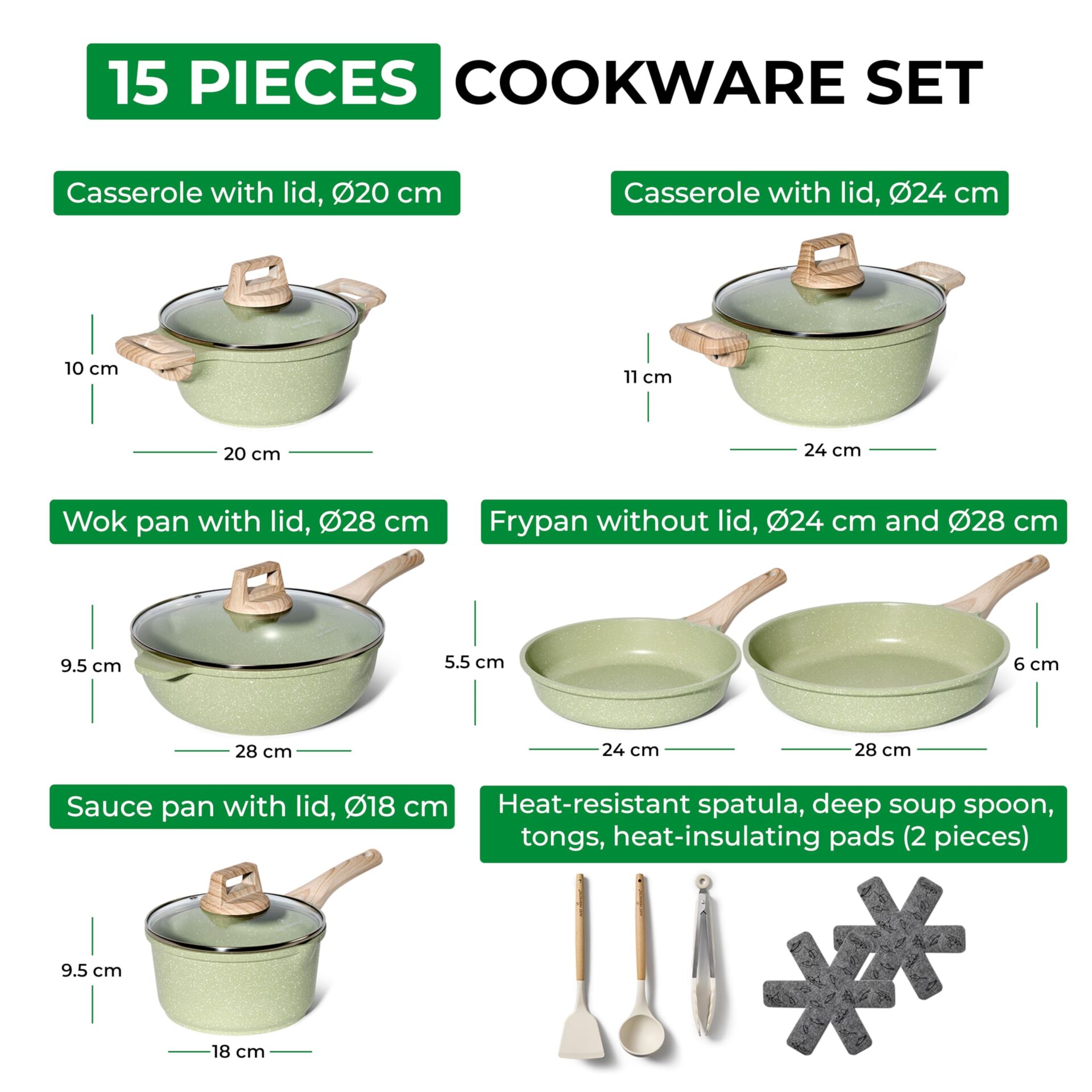 Zestaw 15 garnków i patelni Just Perfecto - granitowe, indukcyjne, nieprzywierające - obrazek 6