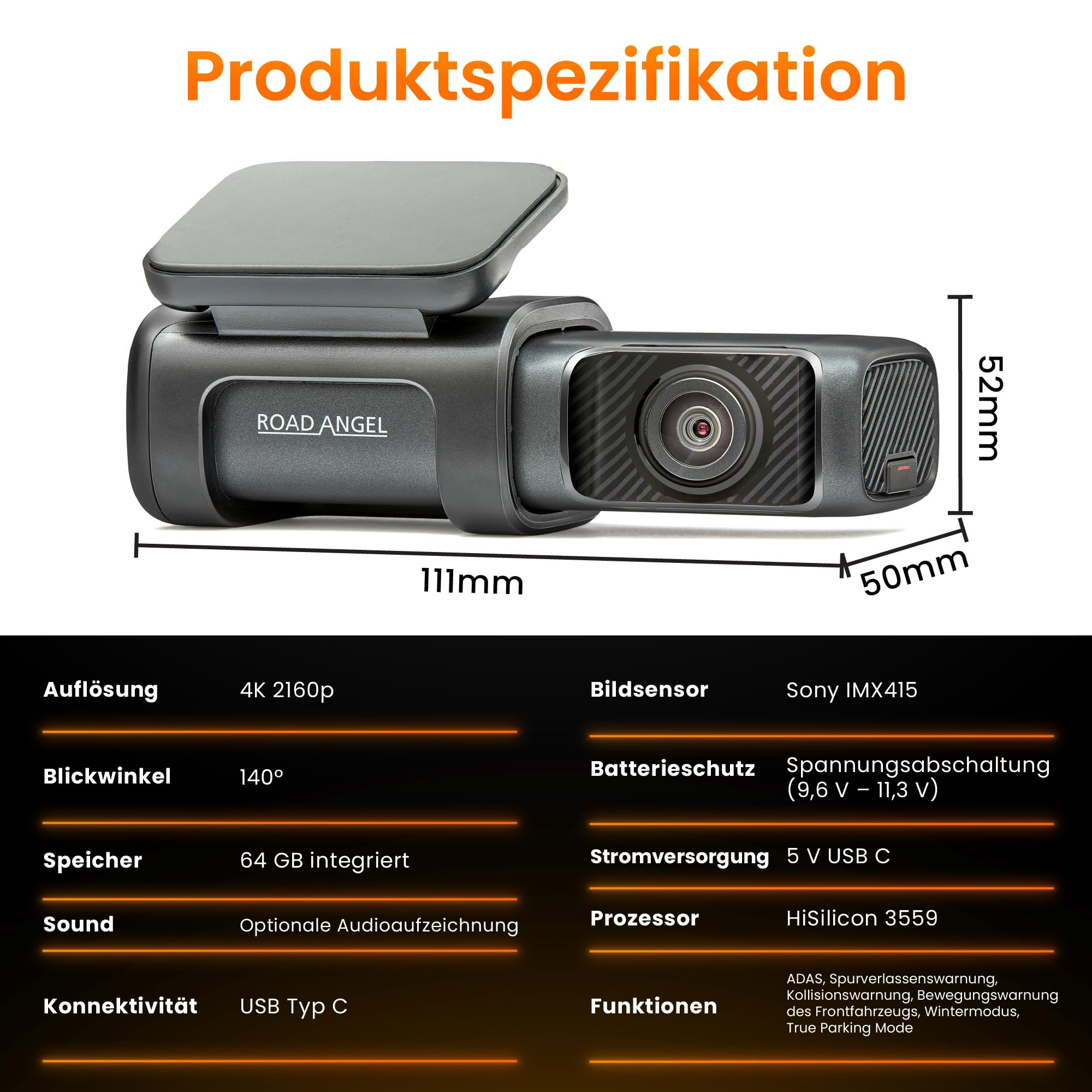 Kamera samochodowa Road Angel Halo Ultra 4K UHD z GPS i Wi-Fi 2022 - obrazek 2