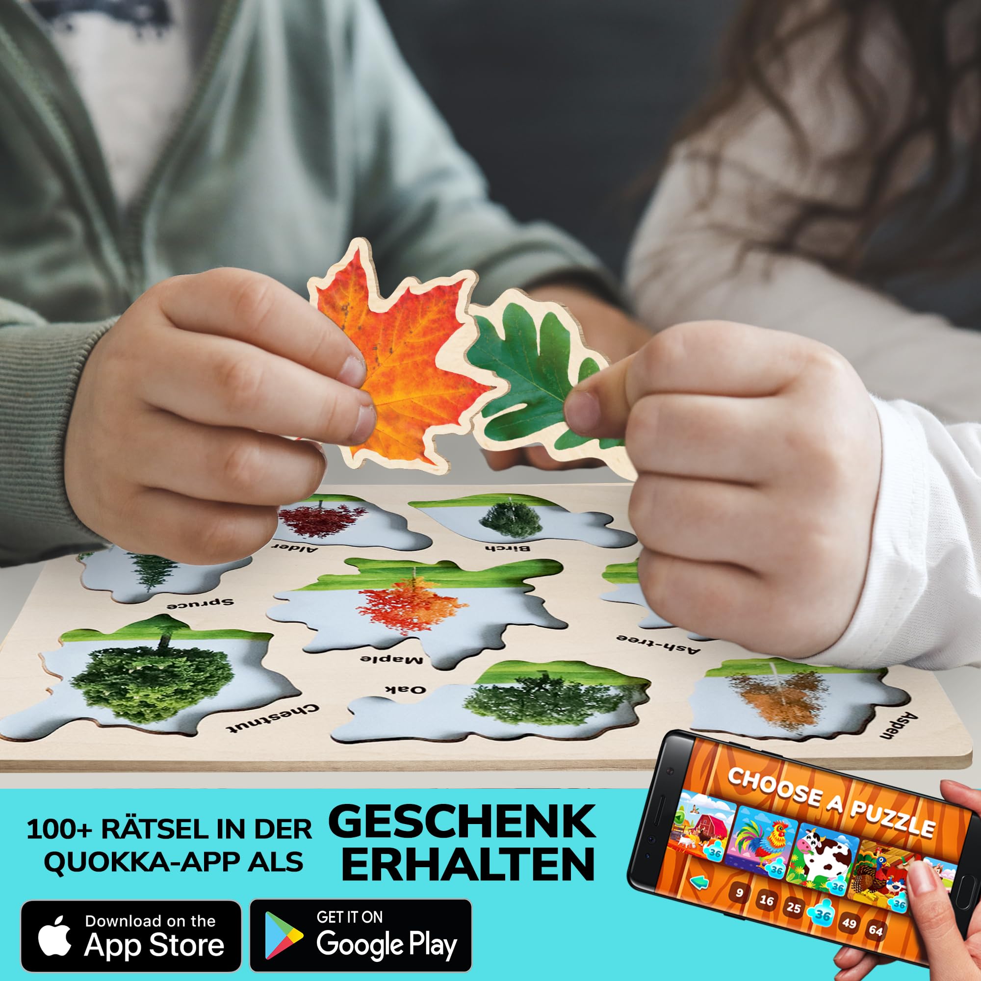 QUOKKA Puzzle Dla Dzieci Od 1, 2, 3 Lat - Zestaw 3X Drewniane Puzzle M - obrazek 4