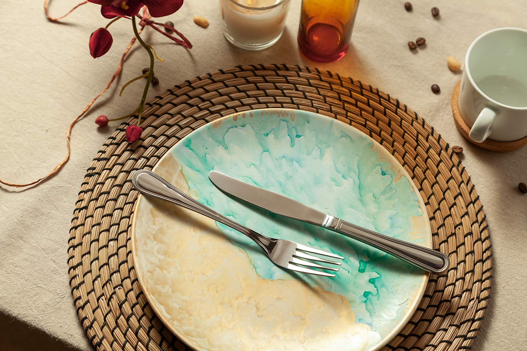 Etui na sztućce turystyczne z łyżką, widelcem i nożem stołowym ze stal - obrazek 3