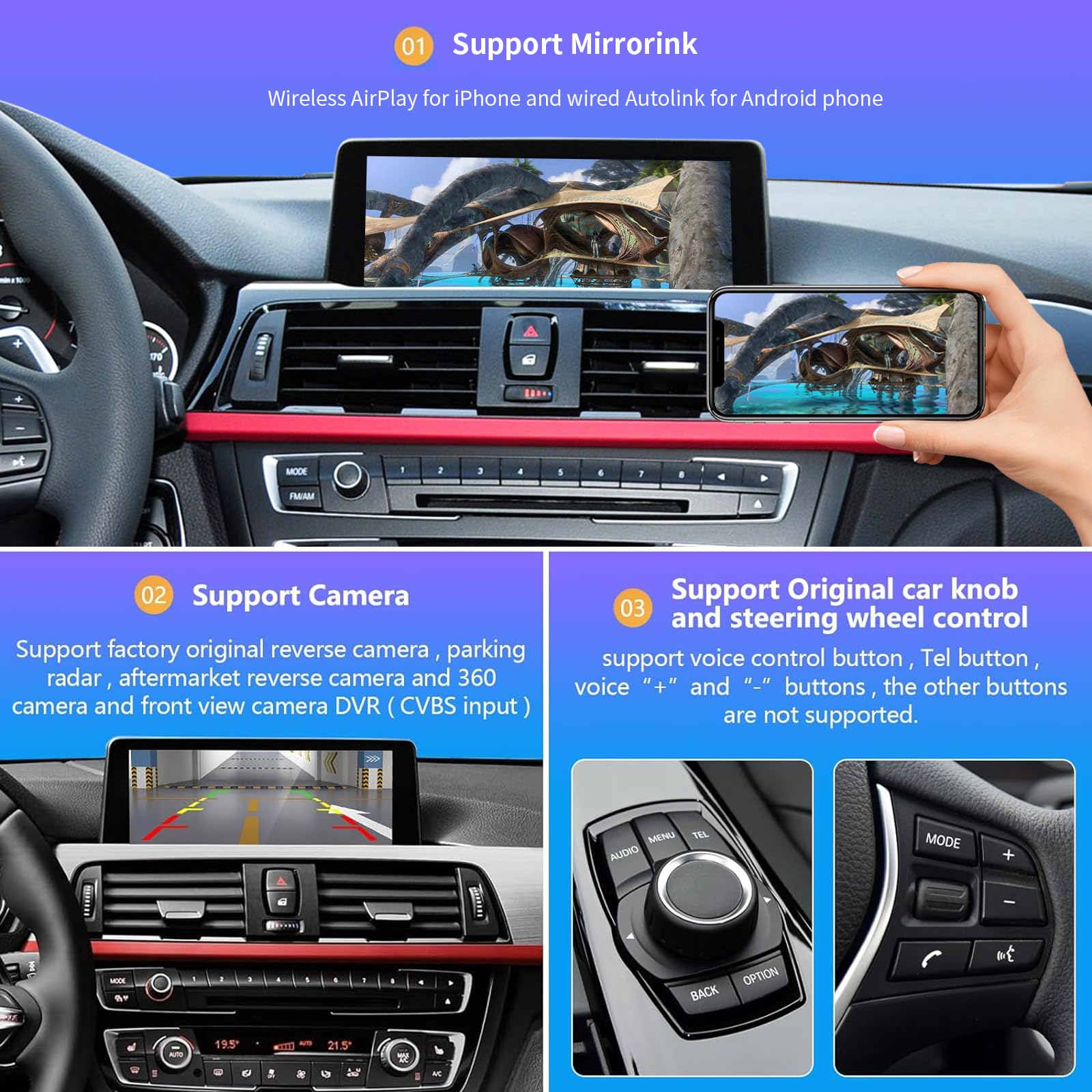 Road Top Bezprzewodowy Carplay Android Auto do BMW NBT System 3 4 5 6 - obrazek 3