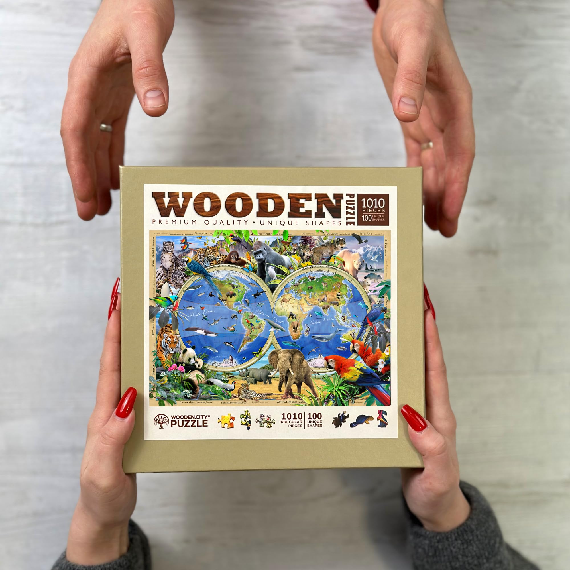 Drewniane Puzzle 1000 elementów - Zwierzęta Królestwa Robinsona - obrazek 2