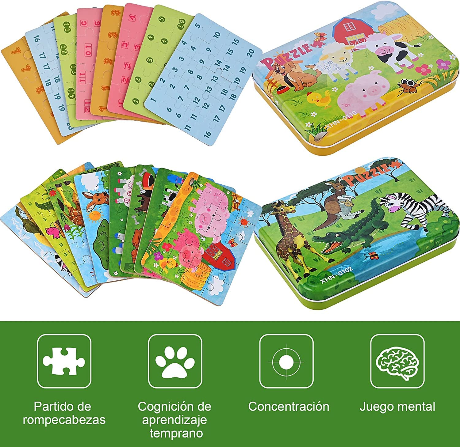 Drewniane Puzzle Fabu 8szt – Edukacyjne Klocki Zwierząt dla Dzieci 3-5 lat - obrazek 5