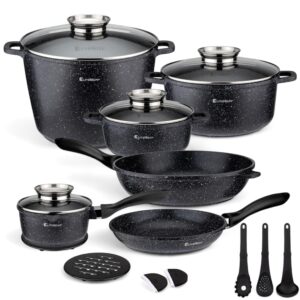 EliteHoff 17-Częściowy Zestaw Garnków z Pokrywkami i Patelni - Zestaw