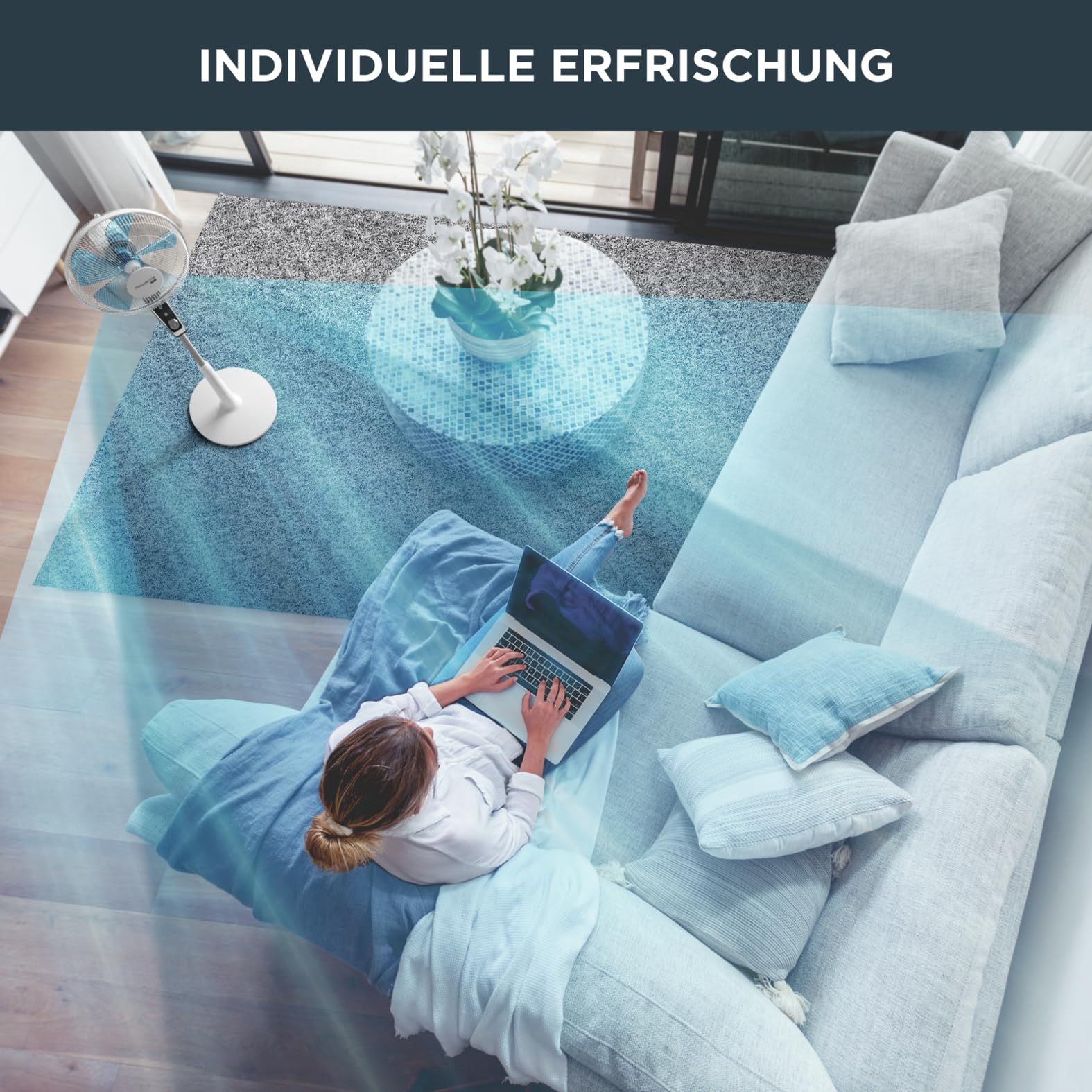 Rowenta Turbo Silence Extreme Wentylator, Biały/Niebieski, 40 cm - obrazek 4