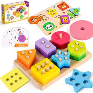 Subtail Montessori Zabawka 1-3 Lata – Drewniane Puzzle i Karty Edukacyjne