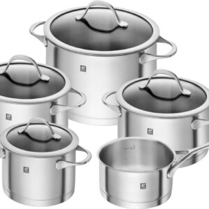 ZWILLING Kochtopf-Set, 5-tlg., 4 Deckel, Induktionsgeeignet, Edelstahl