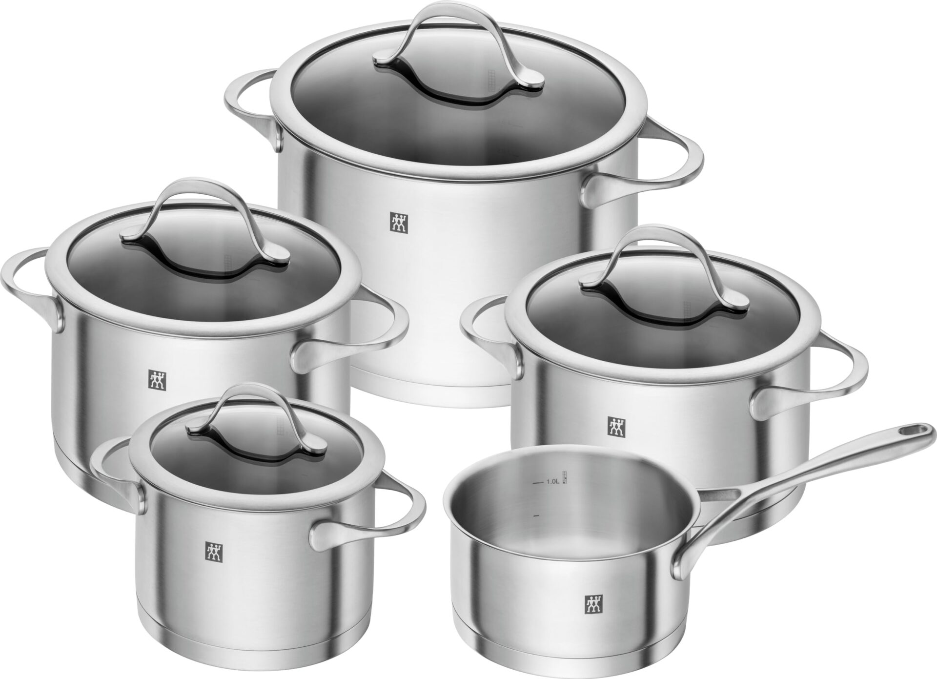 ZWILLING Kochtopf-Set, 5-tlg., 4 Deckel, Induktionsgeeignet, Edelstahl