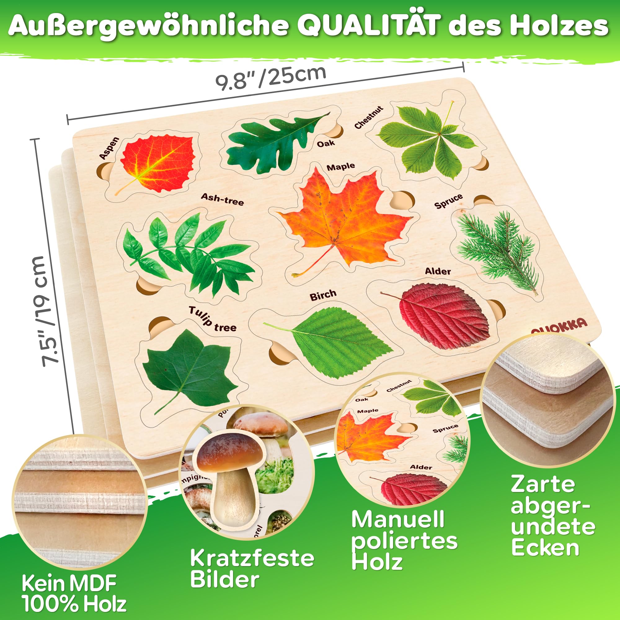 QUOKKA Puzzle Dla Dzieci Od 1, 2, 3 Lat - Zestaw 3X Drewniane Puzzle M - obrazek 6