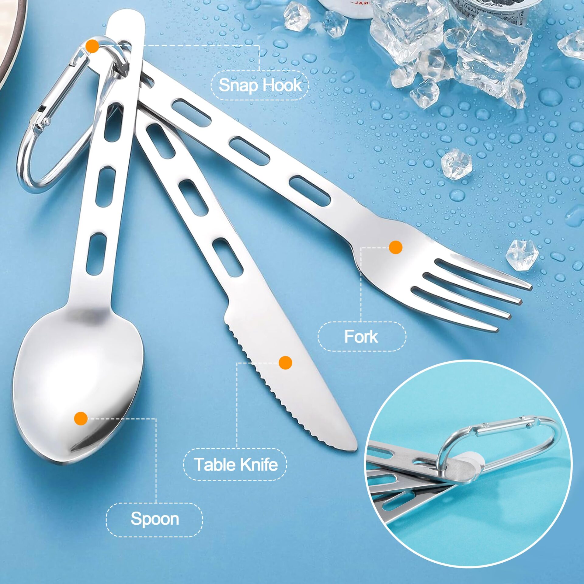 Przenośny zestaw sztućców kempingowych 4 szt. Widelec, łyżka, nóż - obrazek 3