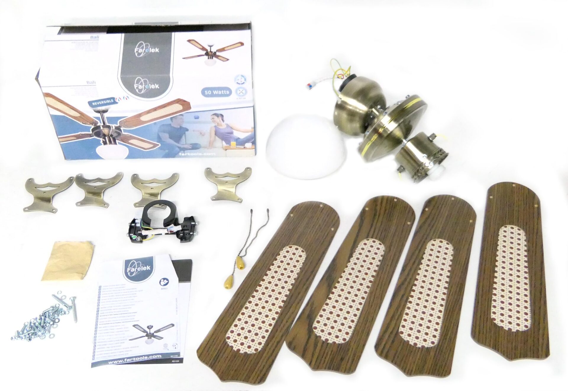 Farelek Bali wentylator sufitowy, 107 cm, brązowy - obrazek 2