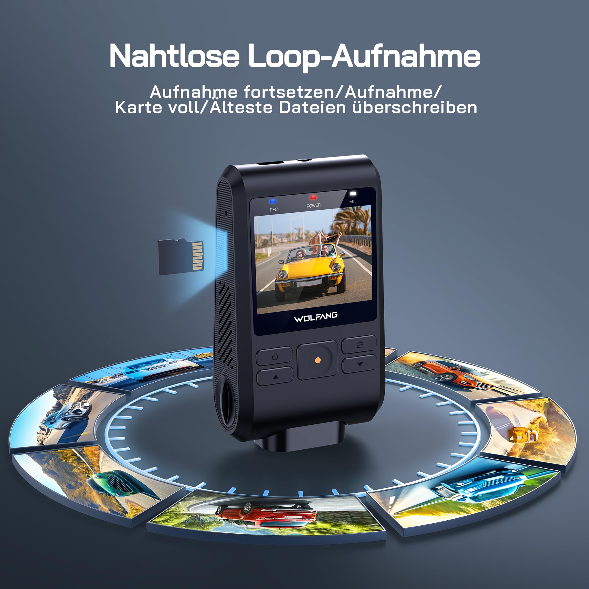 Kamera samochodowa WOLFANG 2.5K kamera samochodowa Wi-Fi z kartą SD 32 - obrazek 3