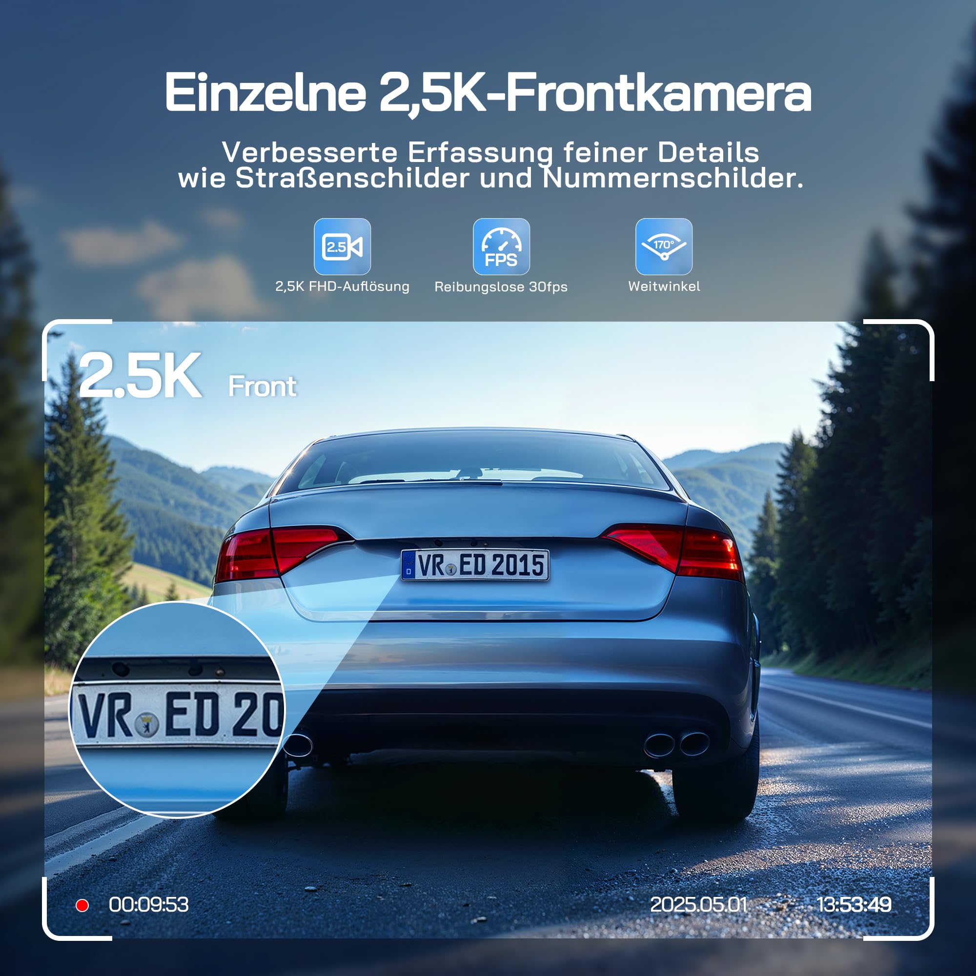 Kamera samochodowa WOLFANG 2.5K kamera samochodowa Wi-Fi z kartą SD 32 - obrazek 9