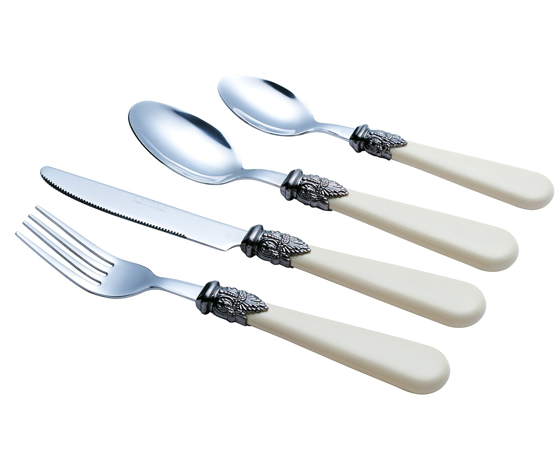 Exzact Zestaw sztućców w stylu vintage, 24 szt., antyczne kremowe uchw - obrazek 9