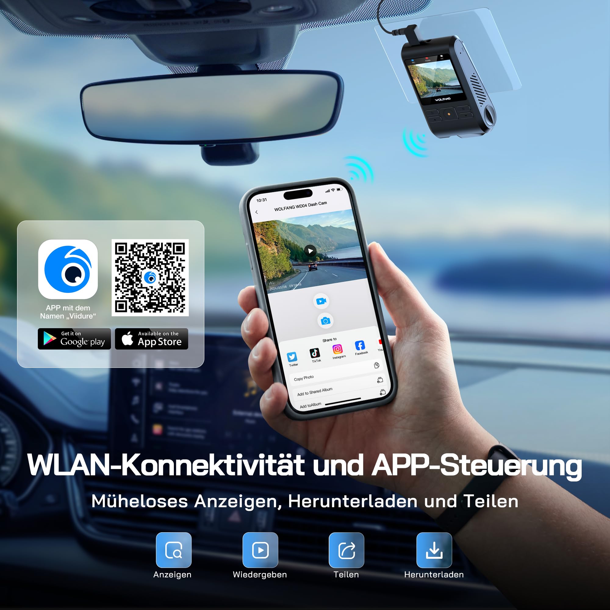 Kamera samochodowa WOLFANG 2.5K kamera samochodowa Wi-Fi z kartą SD 32 - obrazek 7