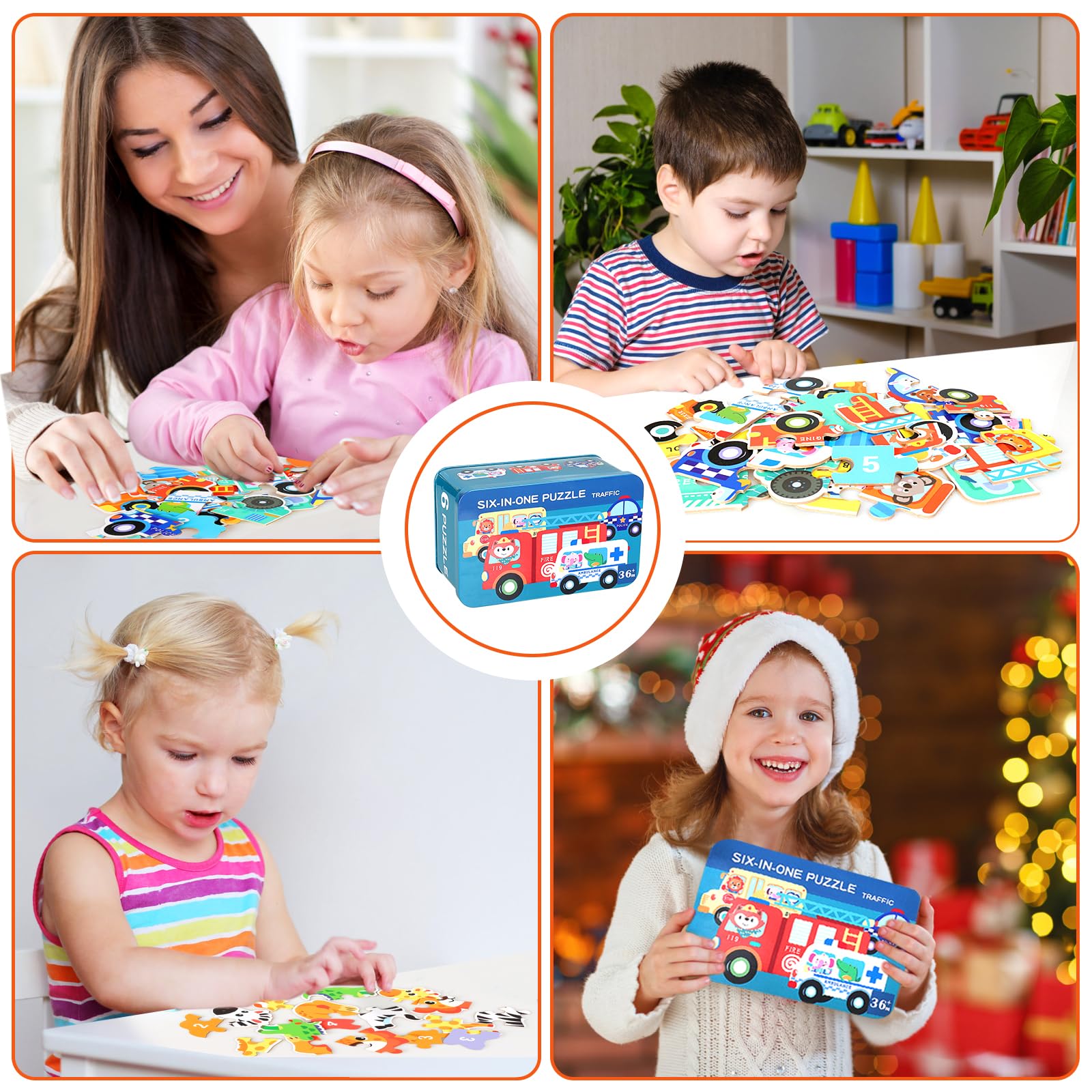 Drewniane puzzle edukacyjne dla dzieci – 6 zwierząt w pudełku - obrazek 6