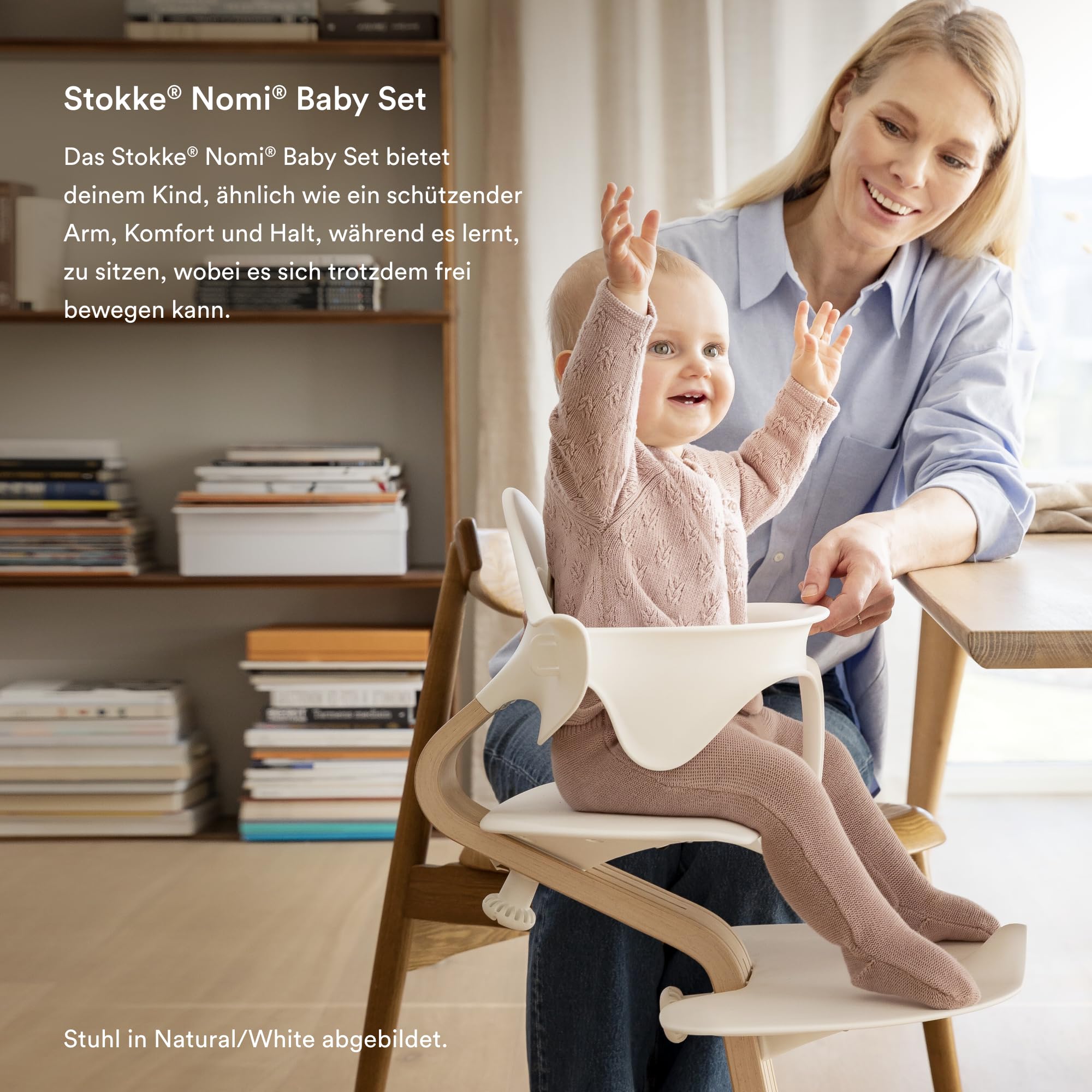 Dębowe krzesełko Stokke Nomi z zestawem dla niemowląt, czarne - inspir - obrazek 6