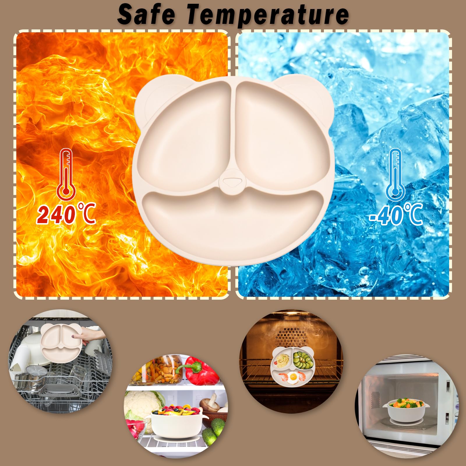 10 sztuk, Silikonowy zestaw naczyń dla niemowląt, antypoślizgowy, z pr - obrazek 2