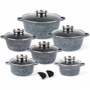 EliteHoff Zestaw Garnków Indukcyjnych ze Szklaną Pokrywką, Aluminiowe