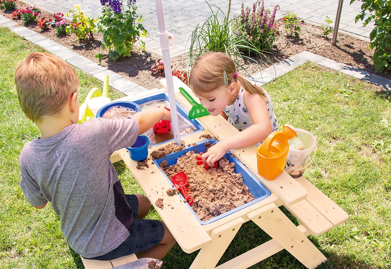 Children's picnic bench 'Matsch-Nicki für 4', natural - obrazek 4