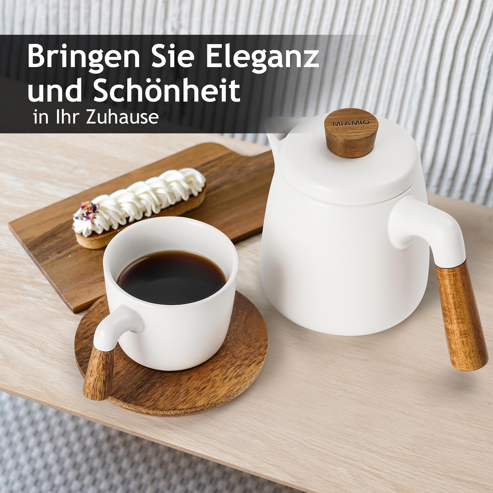 Ceramiczny zestaw do herbaty MIAMIO 1000 ml z kubkami i zaparzaczem - obrazek 5