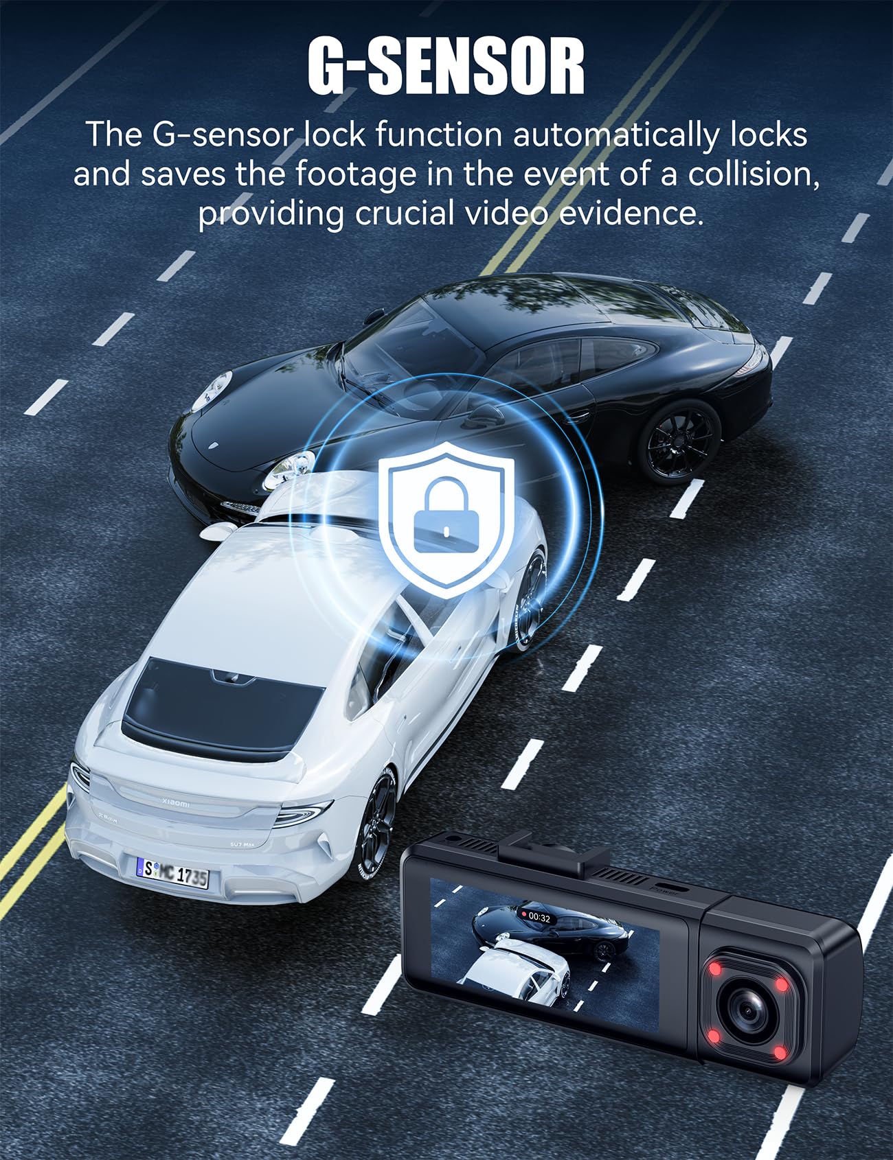 Kamera samochodowa 4K 1080p WiFi 170° z kartą 64 GB, WDR, nocny tryb, 24/7 - obrazek 4