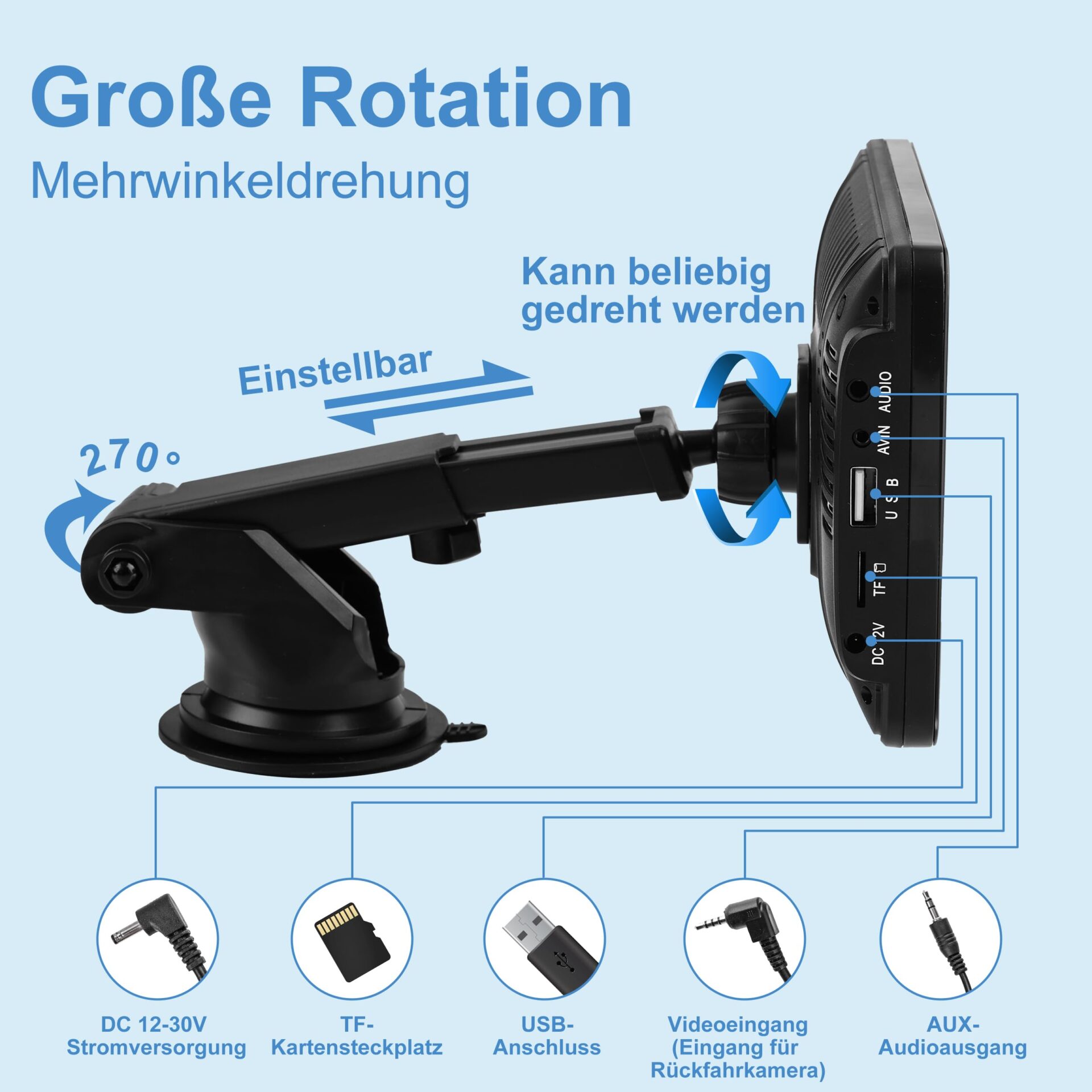 Wyświetlacz samochodowy kompatybilny z CarPlayy i Android Auto radio Wireless Connect przenośny ekran dotykowy Android Carplay 7-calowy ekran dotykowy IPS 1080p Siri Assistant (7 cali) - obrazek 7