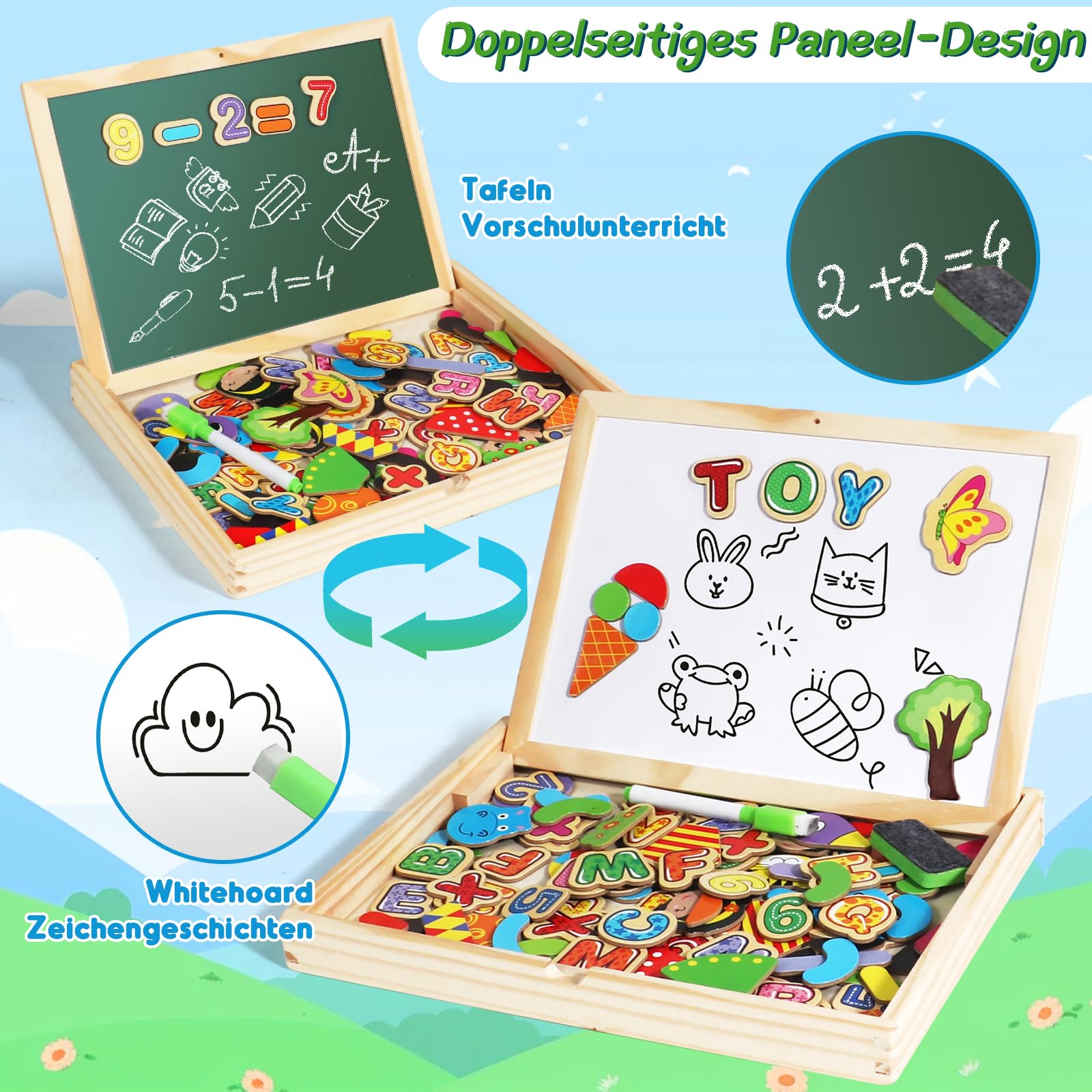 Yoptote Tablica Magnetyczna Montessori dla Dzieci 2-4 lata – Litery i Cyfry - obrazek 6