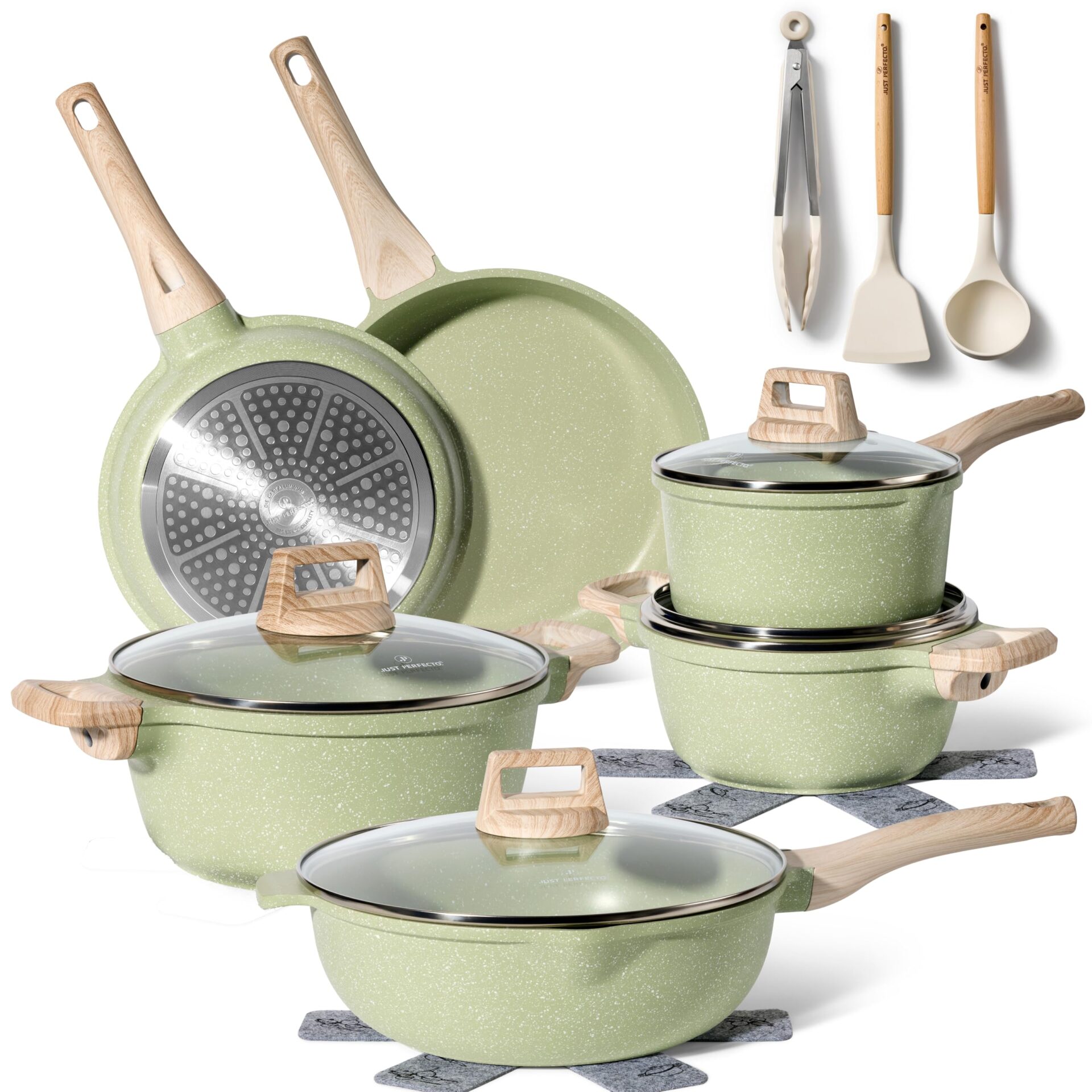 Zestaw 15 garnków i patelni Just Perfecto - granitowe, indukcyjne, nieprzywierające