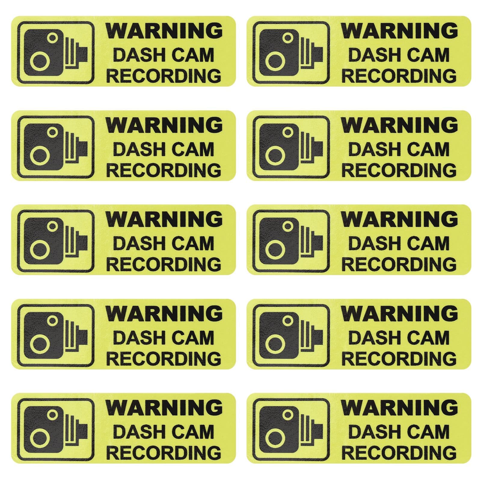 10 Szt. Naklejki Ostrzegawcze Na Kamerę Rozdzielczą PCW 89 x 28 mm - O