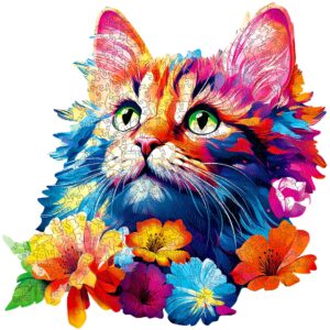 Drewniane puzzle kot 300 elementów – edukacyjna gra dla dzieci i dorosłych