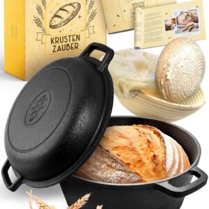 KRUSTENZAUBER Żeliwny Garnek do Pieczenia Chleba z Koszem Rozrostowym,